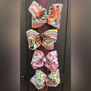Girly Multicolored Patterned Hair Bow Clips - Unbranded